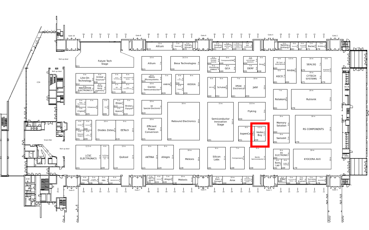 Hall C6 floor plan · Booth 259 is highlighted in red